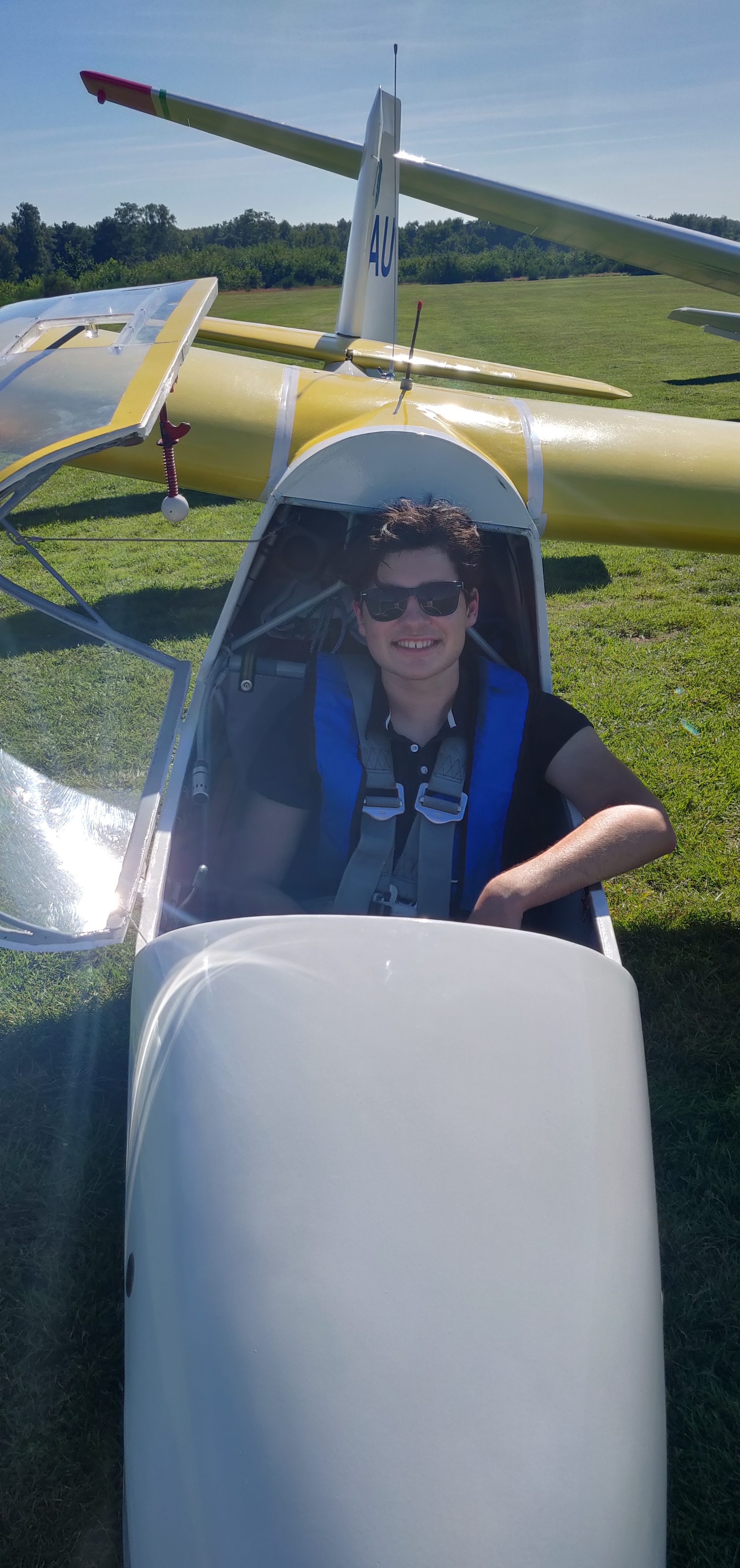 Me after my first solo flight in the K8 glider